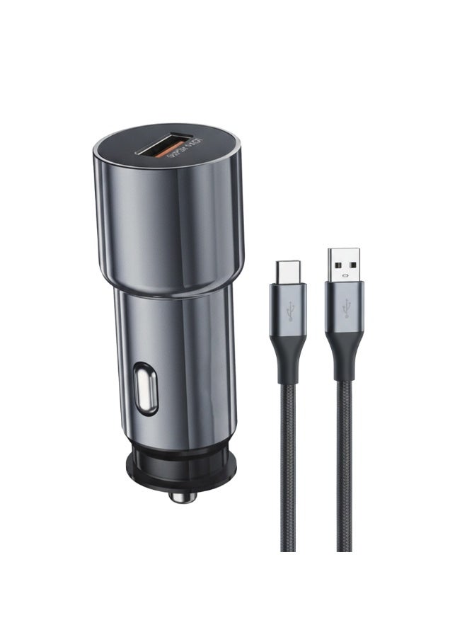 DC-169 Fast Car Charger 30W , Super Fast Charging with Premium Metal Design, Smart Protection & Wide Device Compatibility, Included Type-C Cable - Image 1